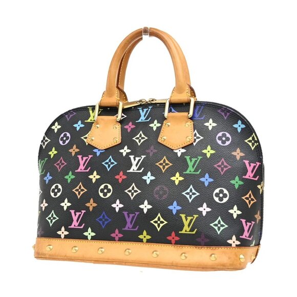 LOUIS VUITTON LV Logo Alma Hand Bag Monogram Multi Color Black M92646 50EE642 - Picture 1 of 12